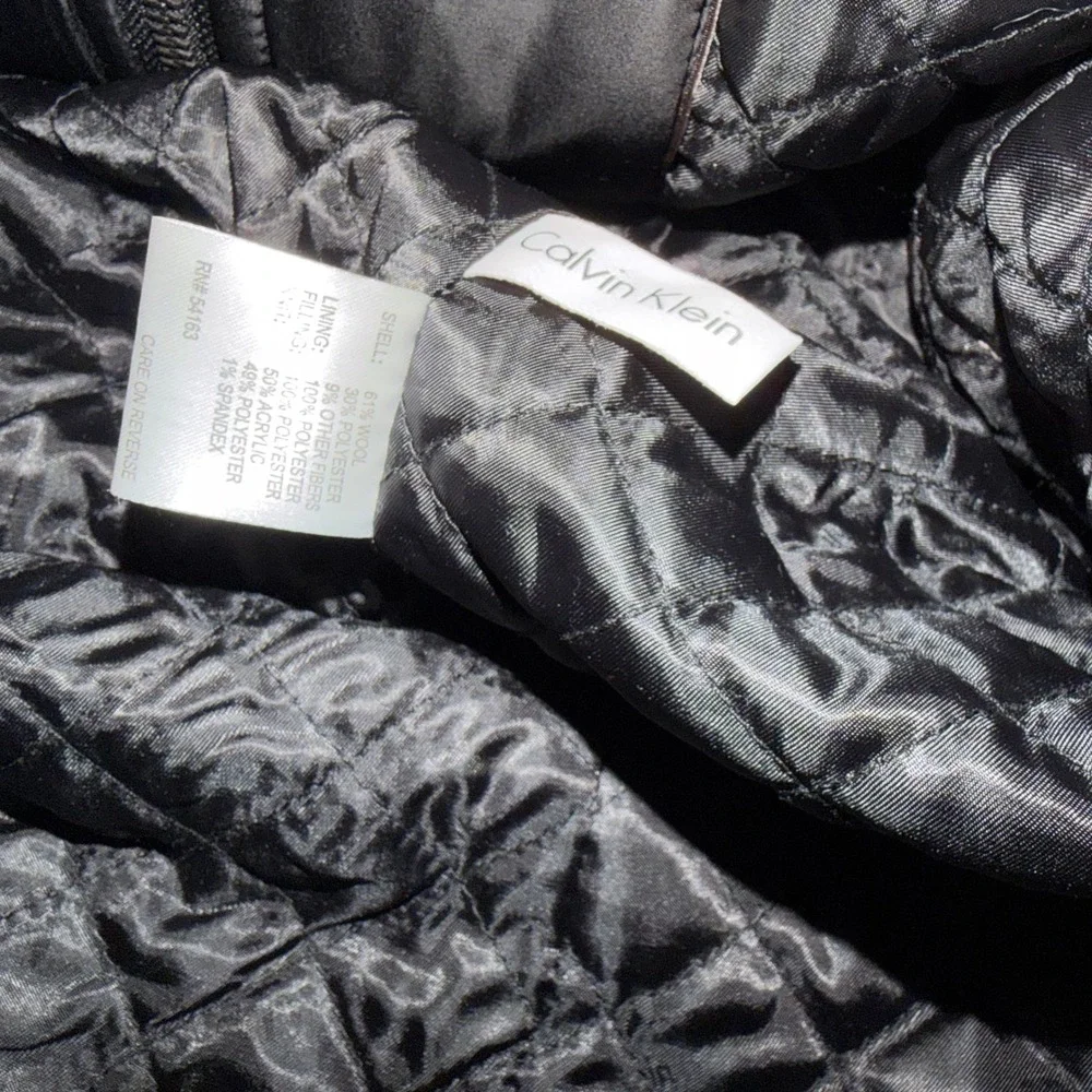 Calvin‎ Klein Mens Charcoal Gray Ribbed Wool Zip Quilted Barn Chore Coat XL